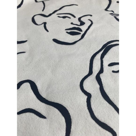 Zara white printed black drawn faces crewneck sweatshirt - Picture 5 of 7